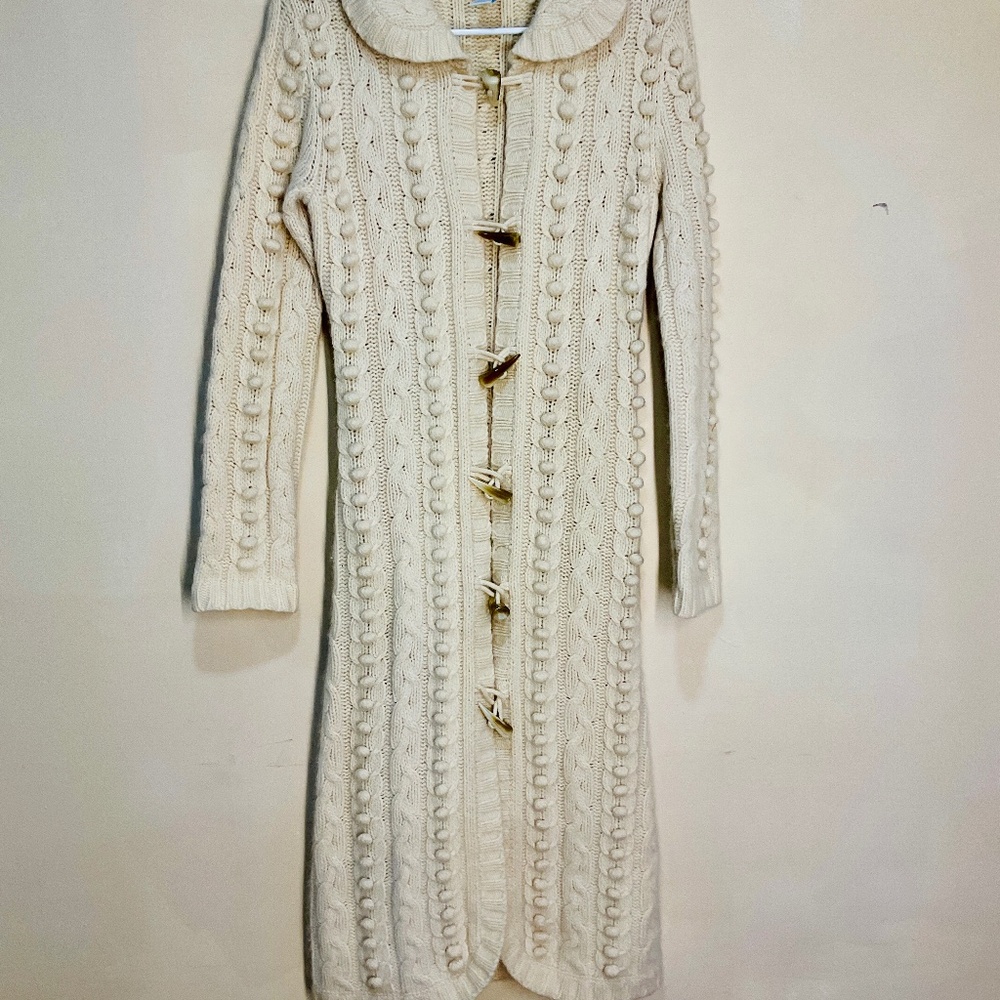 Cable knit Sweater Long Cardigan Size S